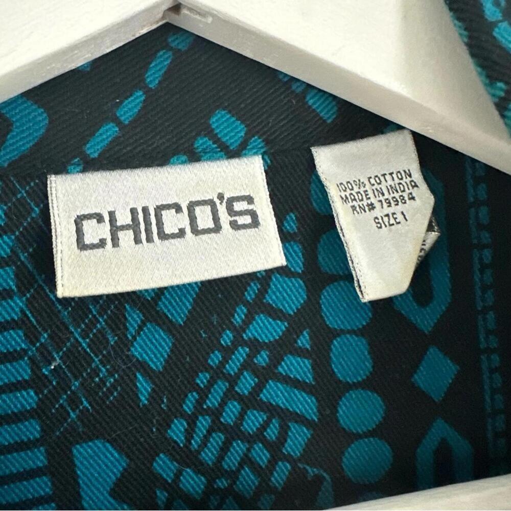 Chico's Abstract Blue/Black Button Up Vest Women's Size 1M ... - Picture 3 of 4